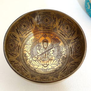 Etched Saraswati Handmade Singing Bowl  - 20cm