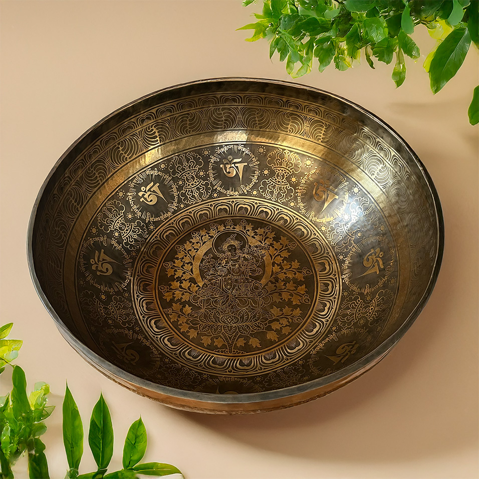 Large Etched Tara Handmade Singing Bowl - 60cm - Image 4