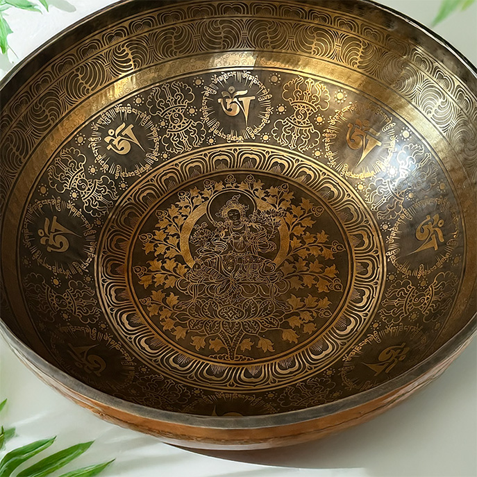 Large Etched Tara Handmade Singing Bowl - 60cm - Image 3