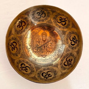 Etched Saraswati Handmade Singing Bowl  - 21cm